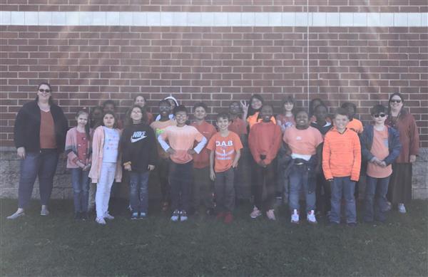The fifth grade classes of Mrs. Cain and Mrs. Watson celebrate Unity Day. 